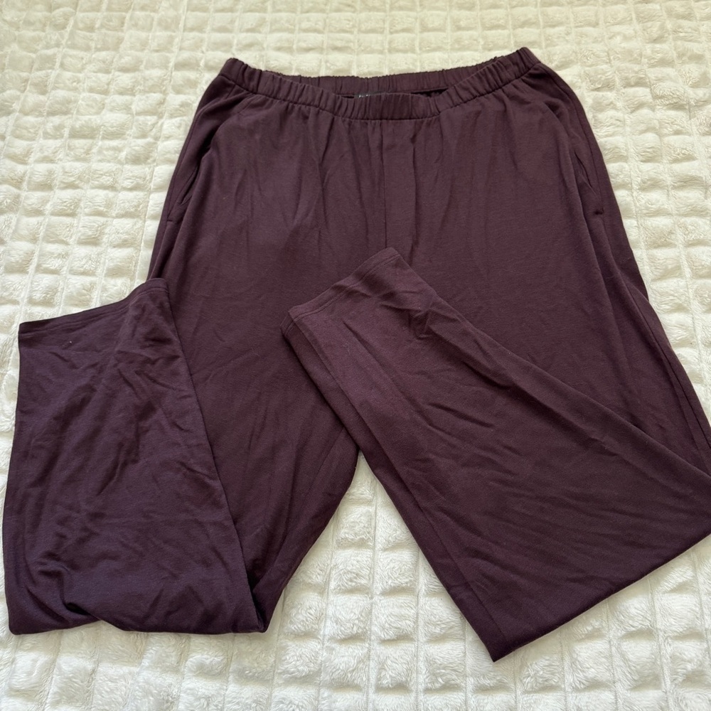 Eileen Fisher Small Plum Purple Pull On Elastic‎ High Waist Pants - Picture 8 of 8